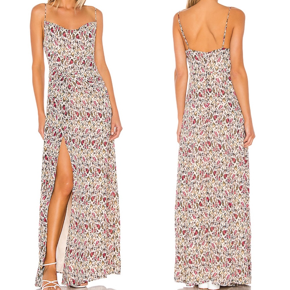 MAJORELLE | Talia Leopard Print Maxi Dress Slit